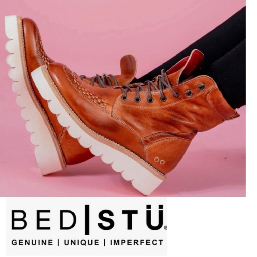 Bed Stu, Women’s, Size 7, Elisha II Boots, Cognac Rust, Leather Boots, NWT!